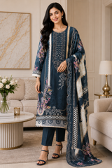 Fully Stitched - Pakistani Style Digital Print Embroidered Kurta Set with Dupatta & Pants