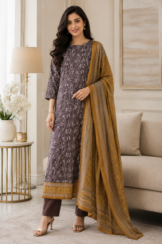 Cotton Maheshwari Digital Print Un-Stitched Suit with Maheshwari Dupatta