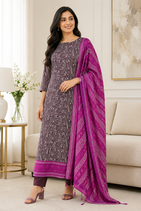 Cotton Maheshwari Digital Print Un-Stitched Suit with Maheshwari Dupatta