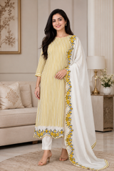 Cotton Printed Un-Stitched Suit with Scalloped Embroidery Dupatta