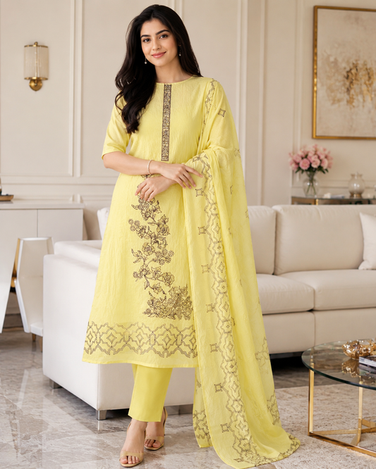 Mul Cotton Lucknowi Embroidered Un-Stitched Suit with Embroidered Dupatta