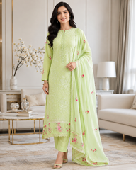 Mul Cotton Overall Embroidered Un Stitched Suit with Designer Embroidered Dupatta