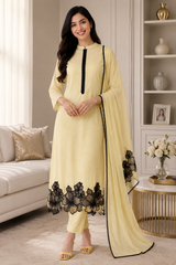 Elegant Crush Mul Hand Work Unstitched Suit With Designer Dupatta