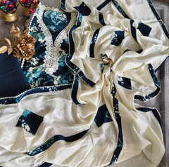 Pakistani pure rayon  crochia lacing suit