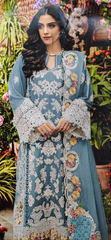 Elegant Embroidered Unstitched Suit – Cotton Kurta with Organza Daman & Soft Dupatta