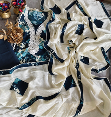 Pakistani pure rayon  crochia lacing suit