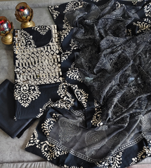 Cotton Suit Set with Real Mirror Work & Printed Kota Dupatta – Unstitched Elegance