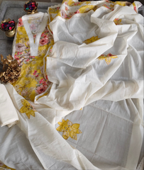 Pakistani PURE Cotton crochia lacing   UNSTITCHED SUIT