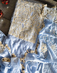 Soft Mul Cotton Crochet & Mirror Work Unstitched Suit Set