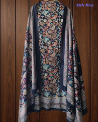 (BLACK)Winter Wear- Premium Pashmina Kurta Set with Digital Prints & All-Over Embroidery