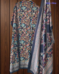 (BLACK)Winter Wear- Premium Pashmina Kurta Set with Digital Prints & All-Over Embroidery