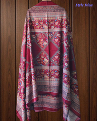 (MAROON)Winter Wear- Premium Pashmina Kurta Set with Digital Prints & All-Over Embroidery