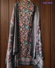 (OLIVE)Winter Wear- Premium Pashmina Kurta Set with Digital Prints & All-Over Embroidery