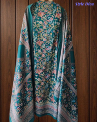 (GREEN)Winter Wear- Premium Pashmina Kurta Set with Digital Prints & All-Over Embroidery