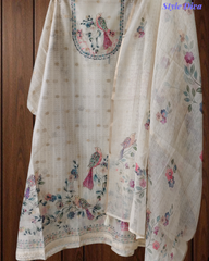 Elegant Kota Digital Print Suit with Highlighting Knot Work