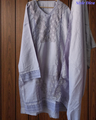 Designer Khadi Cotton Pakistani Crochet Lacing Un-Stitched Suit Set