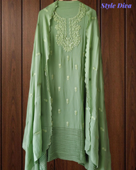 Premium Georgette Lucknowi Embroidery Unstitched Suit