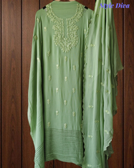 Premium Georgette Lucknowi Embroidery Unstitched Suit