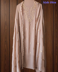 Premium Georgette Lucknowi Embroidery Unstitched Suit