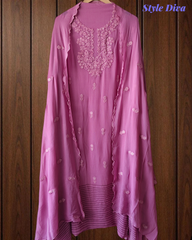 Premium Georgette Lucknowi Embroidery Unstitched Suit