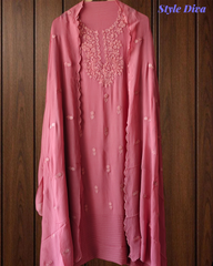 Premium Georgette Lucknowi Embroidery Unstitched Suit