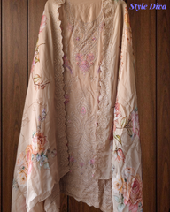 Premium Georgette Embroidered Unstitched Suit With Digital Print Dupatta