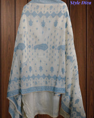 Pure Cotton Weaving Embroidery Unstitched Suit with Coordinated Dupatta