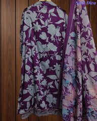 Cotton Printed Daman Embroidery Unstitched Suit Set