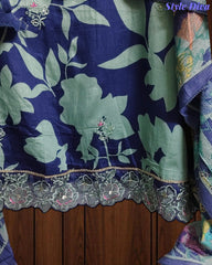 Cotton Printed Daman Embroidery Unstitched Suit Set