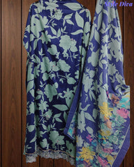 Cotton Printed Daman Embroidery Unstitched Suit Set
