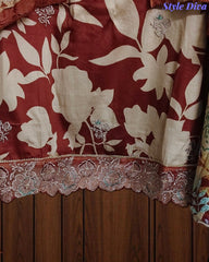 Cotton Printed Daman Embroidery Unstitched Suit Set