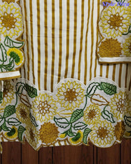 Cotton Printed Daman Embroidery Work Unstitched Suit with Muslin Scalloped Dupatta )