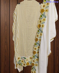 Cotton Printed Daman Embroidery Work Unstitched Suit with Muslin Scalloped Dupatta )