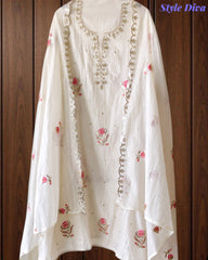 Mul Cotton Pita Work Unstitched Suit with embroidery n Elegant Dupatta