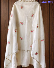 Mul Cotton Pita Work Unstitched Suit with embroidery n Elegant Dupatta