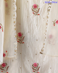 Mul Cotton Pita Work Unstitched Suit with embroidery n Elegant Dupatta