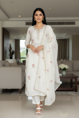 Mul Cotton Pita Work Unstitched Suit with embroidery n Elegant Dupatta