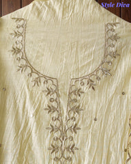 Mul Cotton Pita Work Unstitched Suit with embroidery n Elegant Dupatta