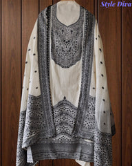 Pure Cotton Weaving Embroidery Unstitched Suit with Coordinated Dupatta