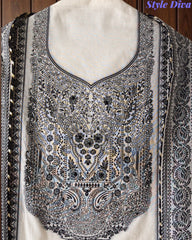 Pure Cotton Weaving Embroidery Unstitched Suit with Coordinated Dupatta