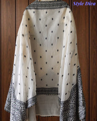 Pure Cotton Weaving Embroidery Unstitched Suit with Coordinated Dupatta