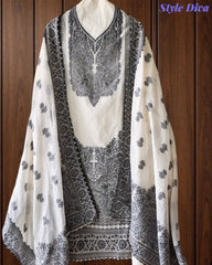 Pure Cotton Weaving Embroidery Unstitched Suit with Coordinated Dupatta