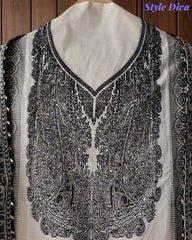 Pure Cotton Weaving Embroidery Unstitched Suit with Coordinated Dupatta