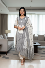 Pure Cotton Weaving Embroidery Unstitched Suit with Coordinated Dupatta