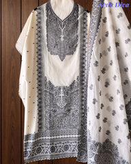 Pure Cotton Weaving Embroidery Unstitched Suit with Coordinated Dupatta