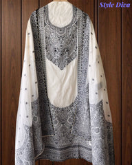 Pure Cotton Weaving Embroidery Unstitched Suit with Coordinated Dupatta