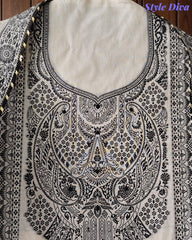 Pure Cotton Weaving Embroidery Unstitched Suit with Coordinated Dupatta