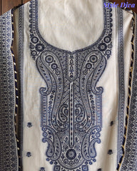 Pure Cotton Weaving Embroidery Unstitched Suit with Coordinated Dupatta