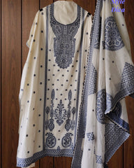 Pure Cotton Weaving Embroidery Unstitched Suit with Coordinated Dupatta