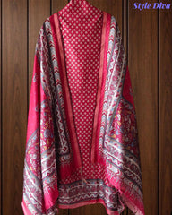 Cotton Maheshwari Digital Print Unstitched Suit with Banarasi Border Dupatta